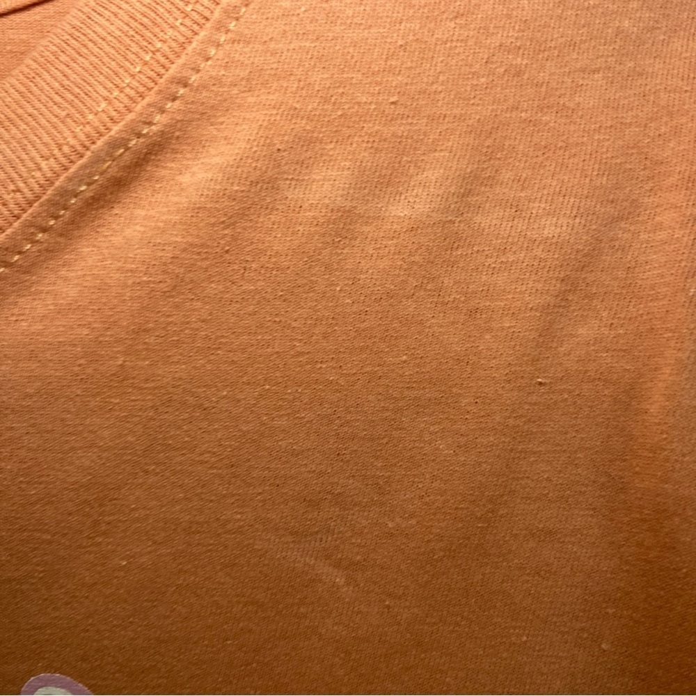 DISNEY, STITCH TEE SHIRT, Logo Front & Back, Adult L, Peach/Coral, Cropped Ohana - Picture 7 of 9